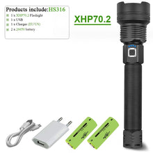 Charger l&#39;image dans la galerie, 300000 lm xhp90.2 most powerful led flashlight torch usb xhp50 rechargeable tactical flashlights 18650 or 26650 hand lamp xhp70
