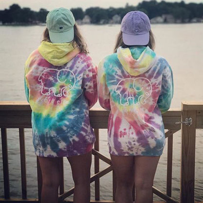 Women's Tie Dye Hoodie Sweater Drawstring Autumn Winter Ladies Baggy Hooded Jumper Pull Femme Tie Colorful Dyeing Fashion and leisure Coat