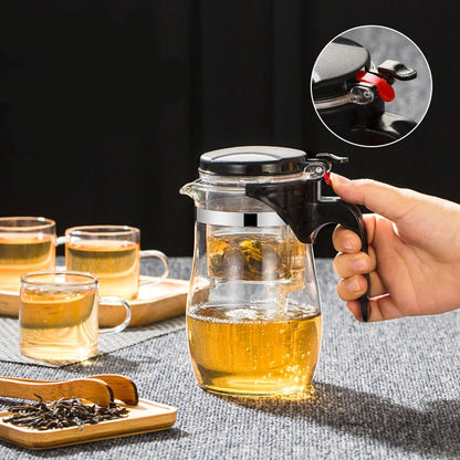Heat Resistant Glass Teapot With Stainless Steel Infuser Heated Container Tea Pot Good Clear Kettle Square Filter Baskets