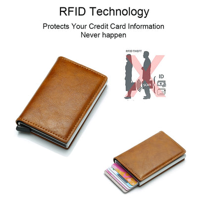 DIENQI Carbon Fiber RFID Blocking Men's Credit Card Holder Leather Bank Card Wallet Case Cardholder Protection Purse For Women