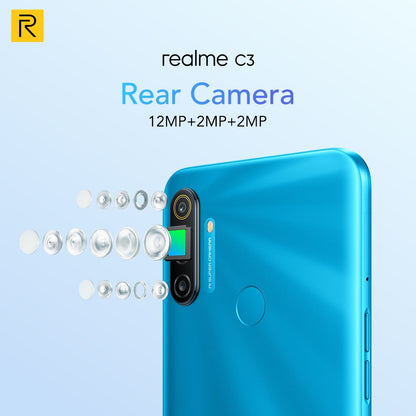 realme C3 Unlockphone 3GB RAM 64GB ROM Mobile Phone Helio G70 12MP Camera 6.5" Mini-drop Fullscreen 5000mAh NFC Smartphones