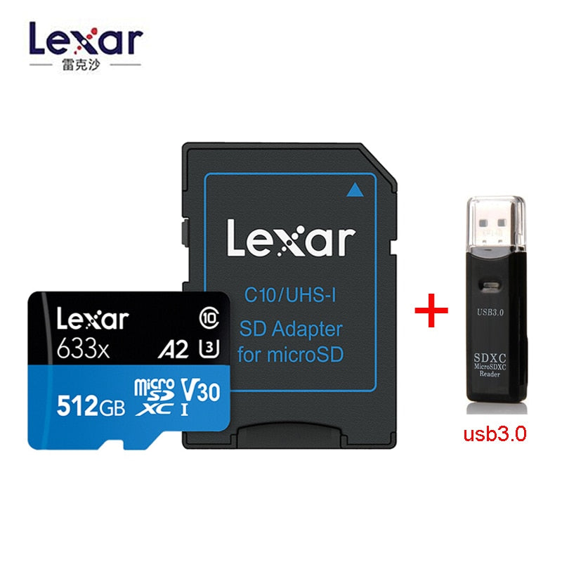 Lexar 633X New Original 95mb/s Micro SD card 512GB 128g 256GB SDXC SDHC Memory Card Reader Uhs-1 For Drone Gopro Sport Camcorder