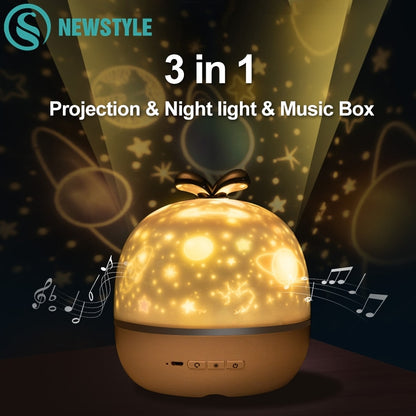 Music Projector Night Light With BT Speaker Chargeable Universe Starry Sky Rotate LED Lamp Colorful Flashing Star Kids Baby Gift