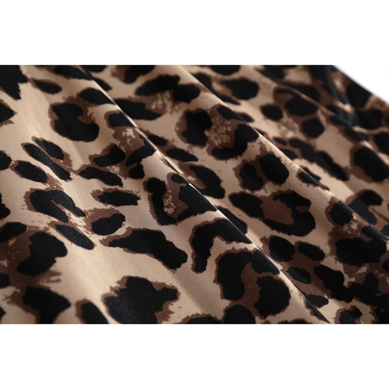 JULY'S SONG New Fashion 4 Piece Pajamas Set Leopard Print Woman Sleepwear Artificial Silk Sling Robe With Chest Pad Sleepwear