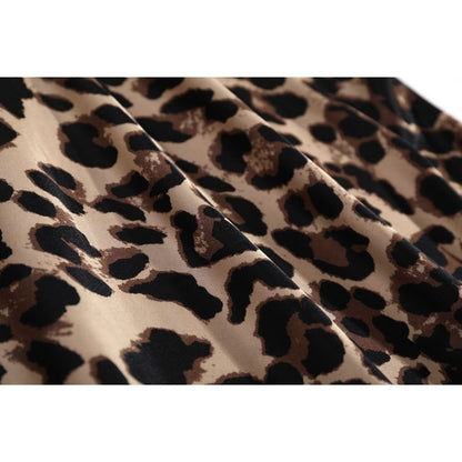 JULY'S SONG New Fashion 4 Piece Pajamas Set Leopard Print Woman Sleepwear Artificial Silk Sling Robe With Chest Pad Sleepwear