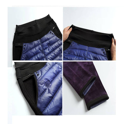 Winter Embroidery trousers women Fashion down Cotton Warm velvet Pants Mom Snow wear Thick straight pants Large Size sweatpants