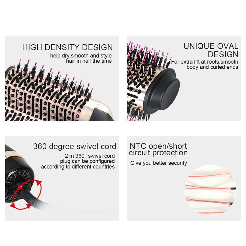 LISAPRO Black Golden Hair Dryer Brush Multifunctional Hair Styling Tools Hair Strightner And Curler Blowout Dryer