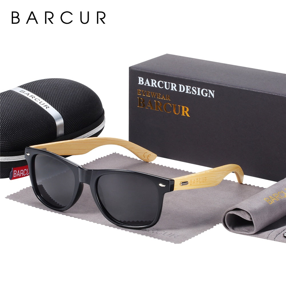 BARCUR Polarized Bamboo Sunglasses Men Wooden Sun Glasses Women Brand Original Wood Glasses Oculos De Sol Masculino