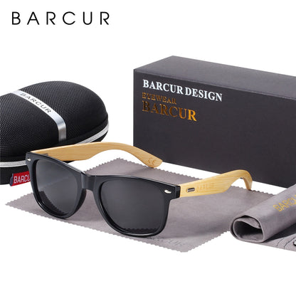 BARCUR Polarized Bamboo Sunglasses Men Wooden Sun Glasses Women Brand Original Wood Glasses Oculos De Sol Masculino