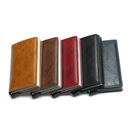 DIENQI Carbon Fiber RFID Blocking Men's Credit Card Holder Leather Bank Card Wallet Case Cardholder Protection Purse For Women