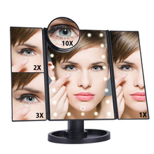 Load image into Gallery viewer, Makeup Mirror LED Touch Screen 22 Light Table Desktop Makeup 1X/2X/3X/10X Magnifying Mirrors Vanity 3 Folding Adjustable Mirror
