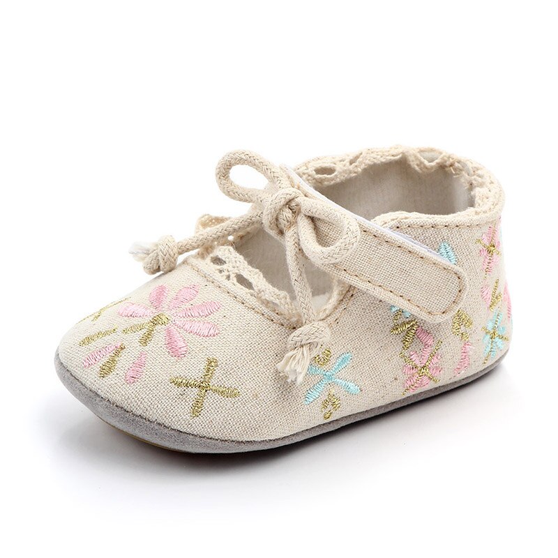 New Flower Embroidery Baby Girl Shoes Cotton Non-slip Soled Toddler Shoes Spring Summer Baby Shoes Princess Girls First Walkers