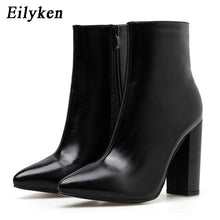 Charger l&#39;image dans la galerie, Eilyken Women PU Leather Ankle Boots Thick Heels Pointed Toe Night Club Party Shoes Woman Basic Boots Office Pumps size 41 42
