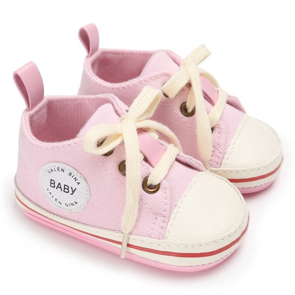 Newborn Canvas Sneakers Cotton Comfort Breathable First Walkers Crib Shoe Anti-Slip Unisex Toddler Baby Infant Boy Girl Shoes