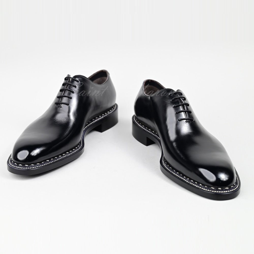 Hand sewn high quality calfskin luxury men's shoes business office dress wedding Oxford Shoes