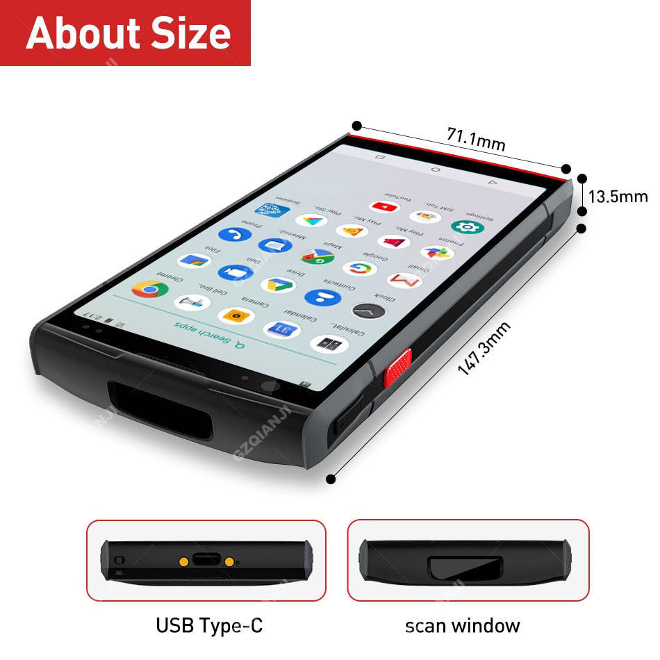 Handheld PDA Android 8.1 Rugged POS Terminal Honeywell 6603 2D Barcode Scanner Reader WiFi 4G Bluetooth NFC PDA