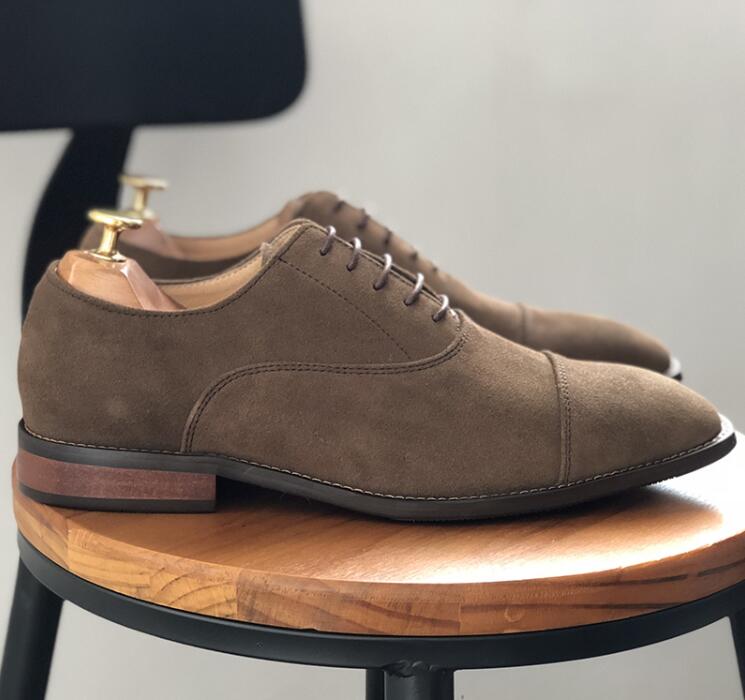 Handmade Dress Shoes Men Nubuck Genuine Leather Lace Up Smart Casual Shoes Patchwork Sewing Plus Size 47 Male Oxfords