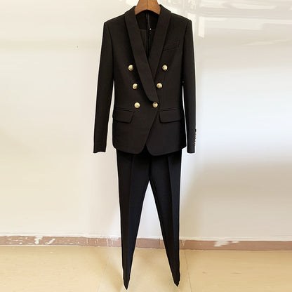 HarleyFashion 2021 New Autumn Design OL Formal Pants Suits Solid Blazer Skinny Trousers Bussiness Lady Outfits Quality Twin Sets