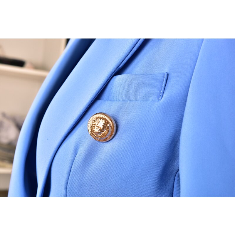 HarleyFashion Unique Design High Quality Runway Candy Color Slim Formal Blazers Buttons Solid OL Women Blazers