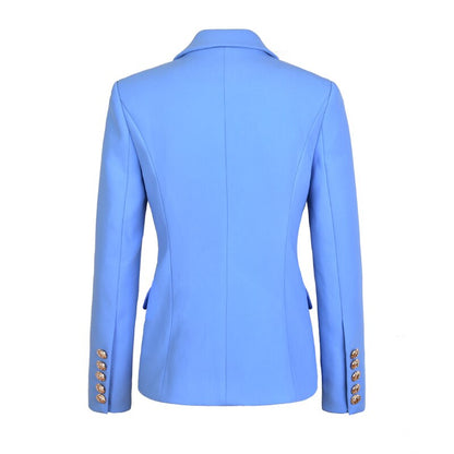 HarleyFashion Unique Design High Quality Runway Candy Color Slim Formal Blazers Buttons Solid OL Women Blazers