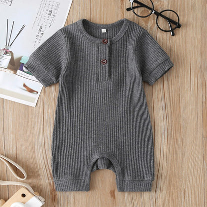Summer Newborn Kid Baby Girl Romper Clothes 0-24M Short Sleeve Solid Jumpsuits Outfits 6 Colors