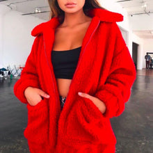 Charger l&#39;image dans la galerie, Elegant Faux Fur Coat Women 2019 Autumn Winter Warm Soft Zipper Fur Jacket Female Plush Overcoat Pocket Casual Teddy Outwear 3XL
