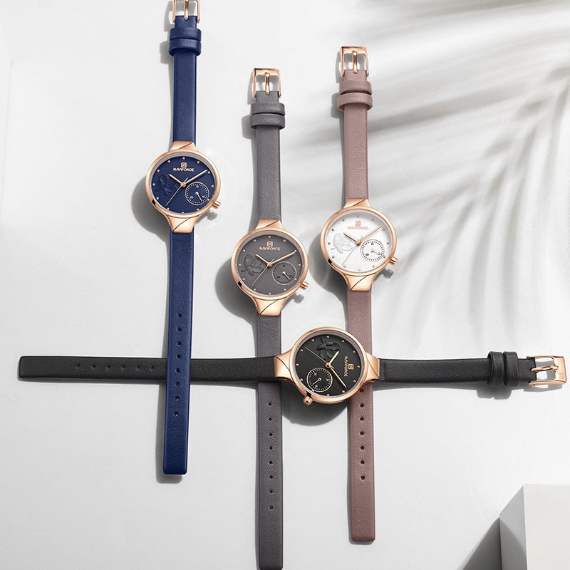 NAVIFORCE Women Watches Top Brand Luxury Fashion Female Quartz Wrist Watch Ladies Leather Waterproof Clock Girl Relogio Feminino