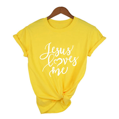 Jesus Loves Me Shirt Women Fashion Christian T-Shirt Religious Shirts Faith Tee 90s Girl Aesthetic Faith Tops Jesus Tee