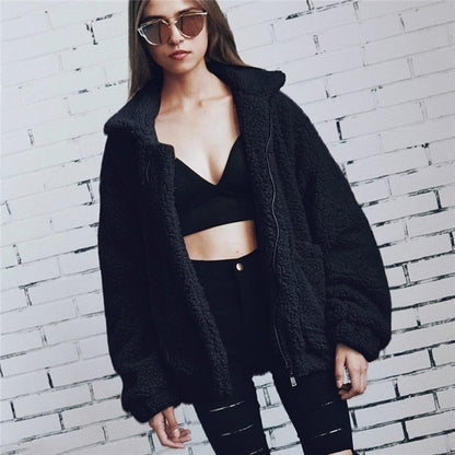 Women Elegant Faux Fur Coat