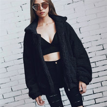 Charger l&#39;image dans la galerie, Elegant Faux Fur Coat Women 2019 Autumn Winter Warm Soft Zipper Fur Jacket Female Plush Overcoat Pocket Casual Teddy Outwear 3XL
