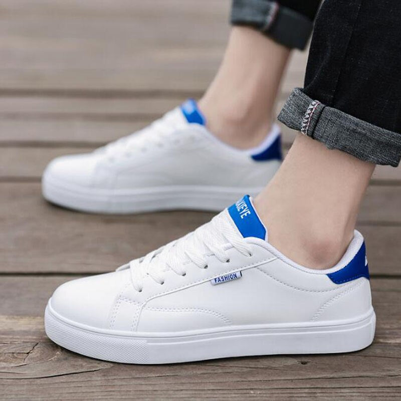 Men's White Sneakers Plus Velvet Warm Winter Shoes For Men Shoes Casual Lace Up PU Leather Ankle Boots