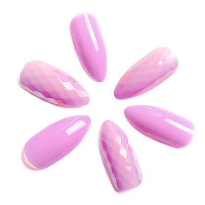 NEW 24pcs Laser False Nail Colorful Full Cover Fake Nail Laser Reflective Full Nail Tips Spiked False Nails Long False Nails