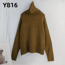 Load image into Gallery viewer, Aachoae Autumn Winter Women Knitted Turtleneck Cashmere Sweater 2020 Casual Basic Pullover Jumper Batwing Long Sleeve Loose Tops
