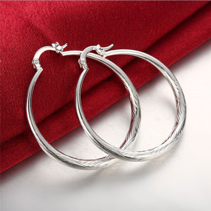 Diameter:4.0cm 1 Pairs Elegant Jewelry Silver Plated Women Lady Wedding Earrings High Quality Fashion
