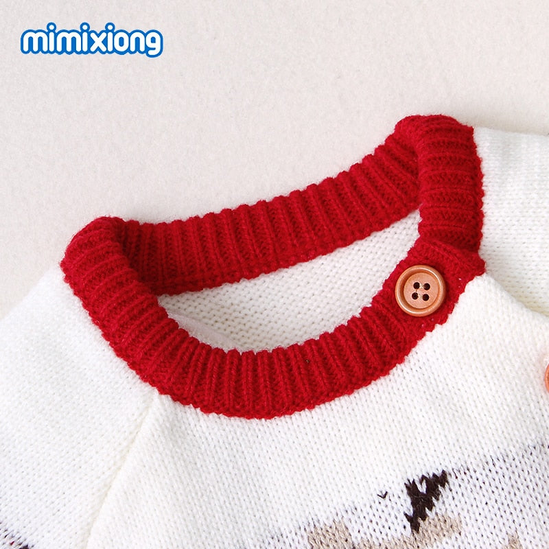 Baby Rompers Christmas Newborn Boys Girls Jumpsuits Costumes Cartoon Knitted Children's Overalls One Piece Infant Kids Outfits