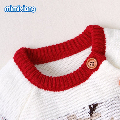 Baby Rompers Christmas Newborn Boys Girls Jumpsuits Costumes Cartoon Knitted Children's Overalls One Piece Infant Kids Outfits