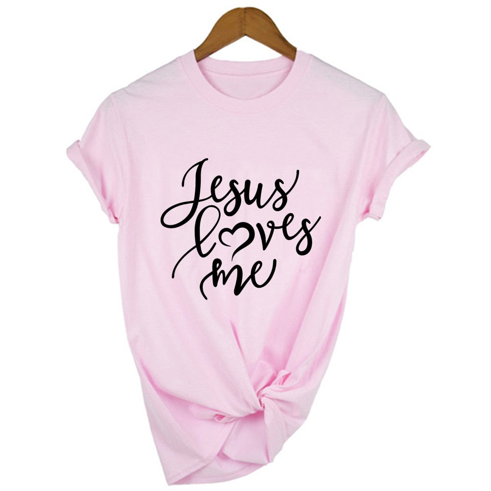 Jesus Loves Me Shirt Women Fashion Christian T-Shirt Religious Shirts Faith Tee 90s Girl Aesthetic Faith Tops Jesus Tee