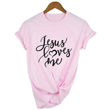 Load image into Gallery viewer, Jesus Loves Me Shirt Women Fashion Christian T-Shirt Religious Shirts Faith Tee 90s Girl Aesthetic Faith Tops Jesus Tee
