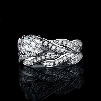 JPalace Infinity Engagement Ring Set 925 Sterling Silver Rings for Women Anniversary Wedding Rings Bridal Set Silver 925 Jewelry