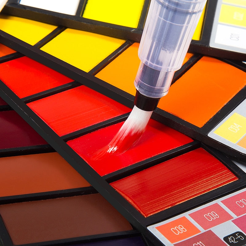 Superior Solid Watercolor Paint With 6Pcs Water Brush Pen Foldable Travel Water Color Pigment