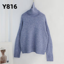 Load image into Gallery viewer, Aachoae Autumn Winter Women Knitted Turtleneck Cashmere Sweater 2020 Casual Basic Pullover Jumper Batwing Long Sleeve Loose Tops
