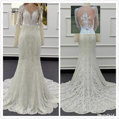 Eslieb high quality lace beads wedding dress 2020 custom made wedding dresses