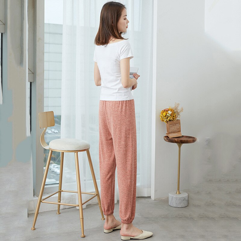 Soft Women Home Pants Casual Ankle-Length Sleep Pants Lounge Wear Women Pajama Pants Elastic Harem Pants Outwear Loose Trousers