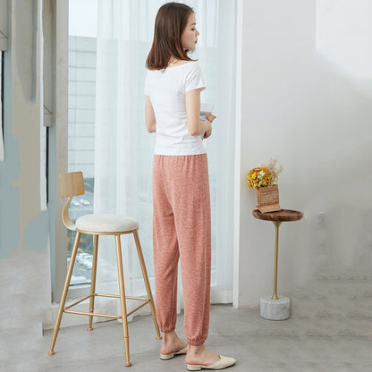 Soft Women Home Pants Casual Ankle-Length Sleep Pants Lounge Wear Women Pajama Pants Elastic Harem Pants Outwear Loose Trousers