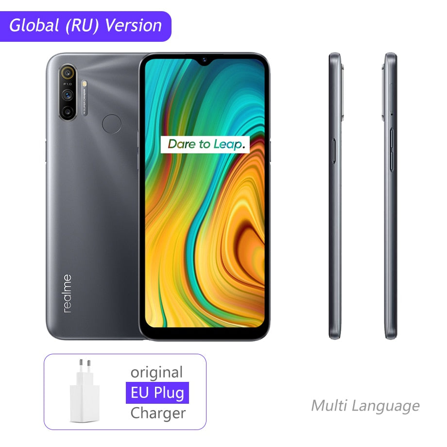 realme C3 Unlockphone 3GB RAM 64GB ROM Mobile Phone Helio G70 12MP Camera 6.5" Mini-drop Fullscreen 5000mAh NFC Smartphones