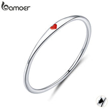 Cargar imagen en el visor de la galería, Bamoer Sterling Silver 925 Tiny Red Enamel Heart Finger Rings for Women Circle Slim Fashion Jewelry Bijoux 2019 New SCR620
