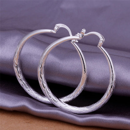 Diameter:4.0cm 1 Pairs Elegant Jewelry Silver Plated Women Lady Wedding Earrings High Quality Fashion