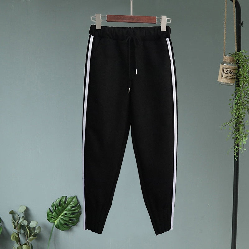 Casual Autumn Winter Women Pants Korean Elastic High Waist Pockets Suede Harem Pants Plus Size Trousers Women femme pantalon