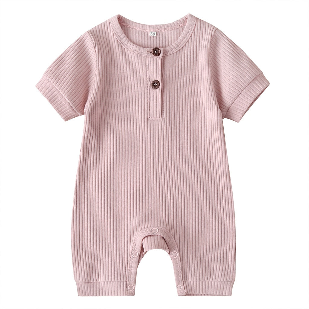 Summer Newborn Kid Baby Girl Romper Clothes 0-24M Short Sleeve Solid Jumpsuits Outfits 6 Colors