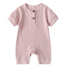 將圖片載入圖庫檢視器 Summer Newborn Kid Baby Girl Romper Clothes 0-24M Short Sleeve Solid Jumpsuits Outfits 6 Colors
